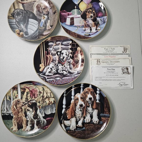 Set of 5 limited edition Love Puppies Plates. - Picture 10 of 10
